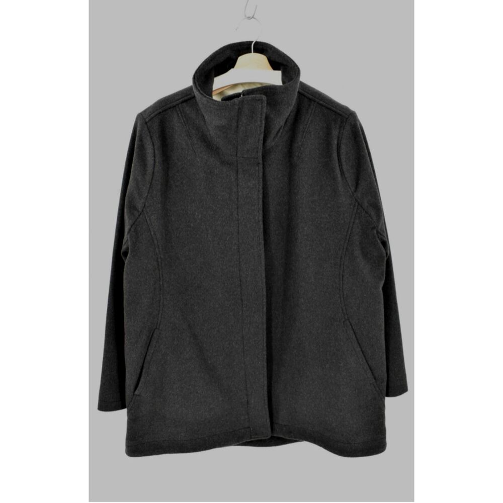 Pendleton Women’s XL Campbell Wool Coat Black Glacier Stripe Lined Pristine